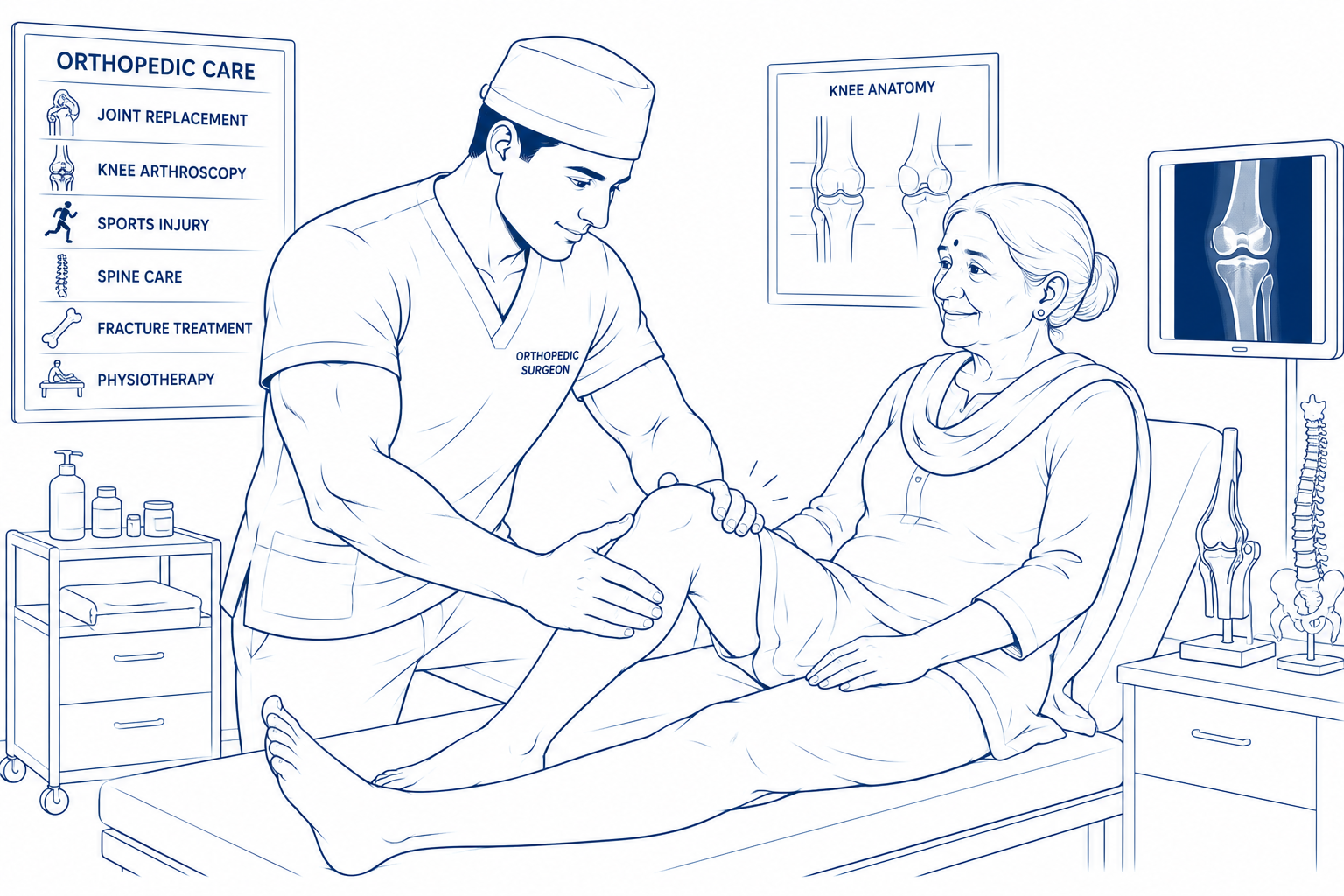 Sports Injury Surgeons line diagram in Indore